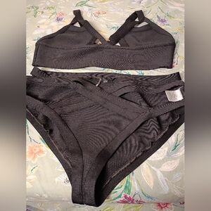 Fashion Nova Black Crisscross Bikini Set